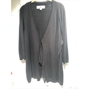 Avenue Studio Women Black Cardigan Sweater Plus Size 22/24 One Button 3/4 Sleeve
